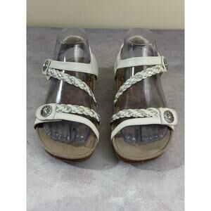 Aetrex Jillian Sandals Womens Size 6.5 White Leather Comfort Orthotic Braided